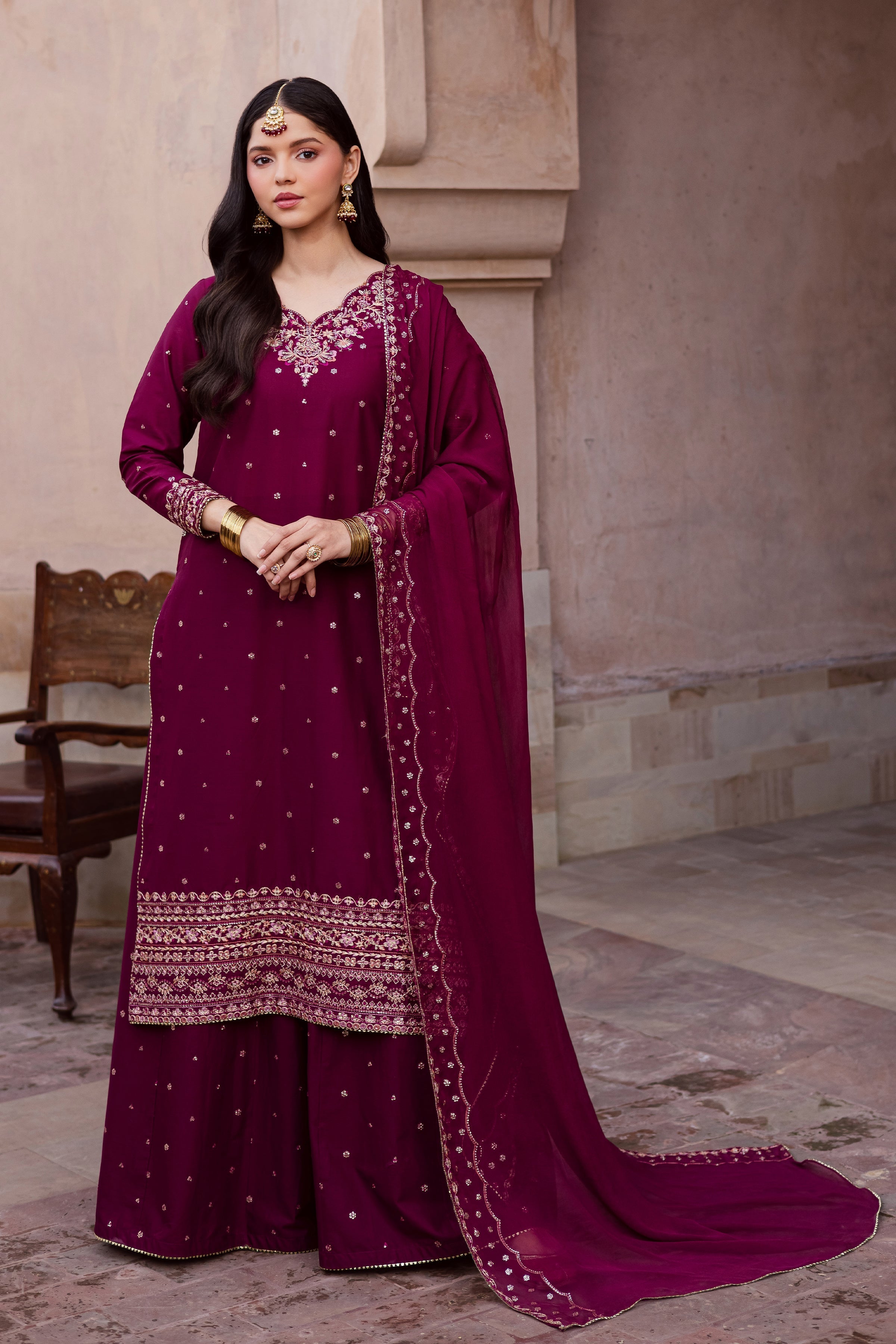 Best Selling - CHERRYBERRY 3PC FESTIVE EMBROIDERED DRESS