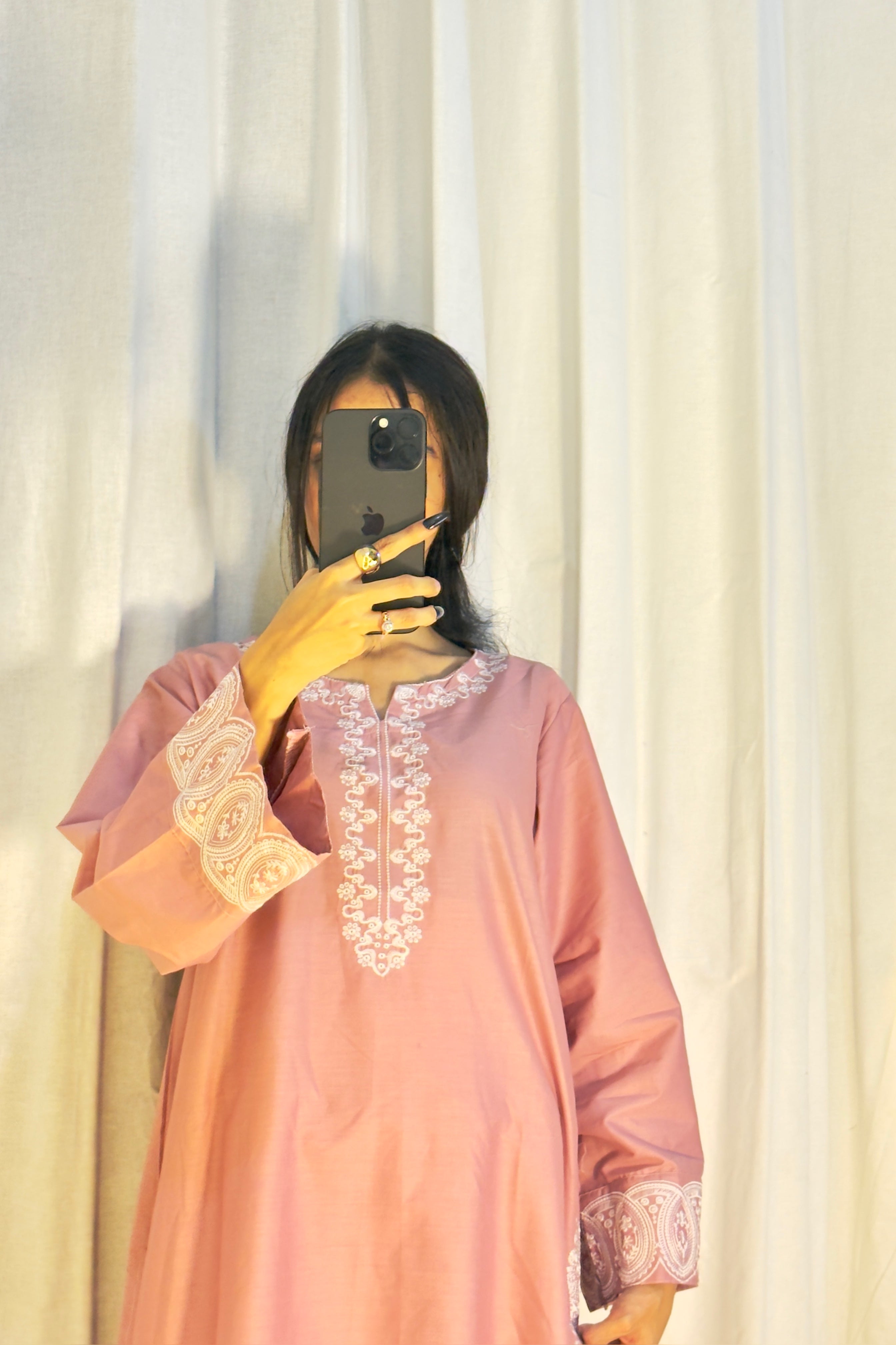 BEST SELLING - ROSE BLUSH 3PC EMBROIDERED DRESS