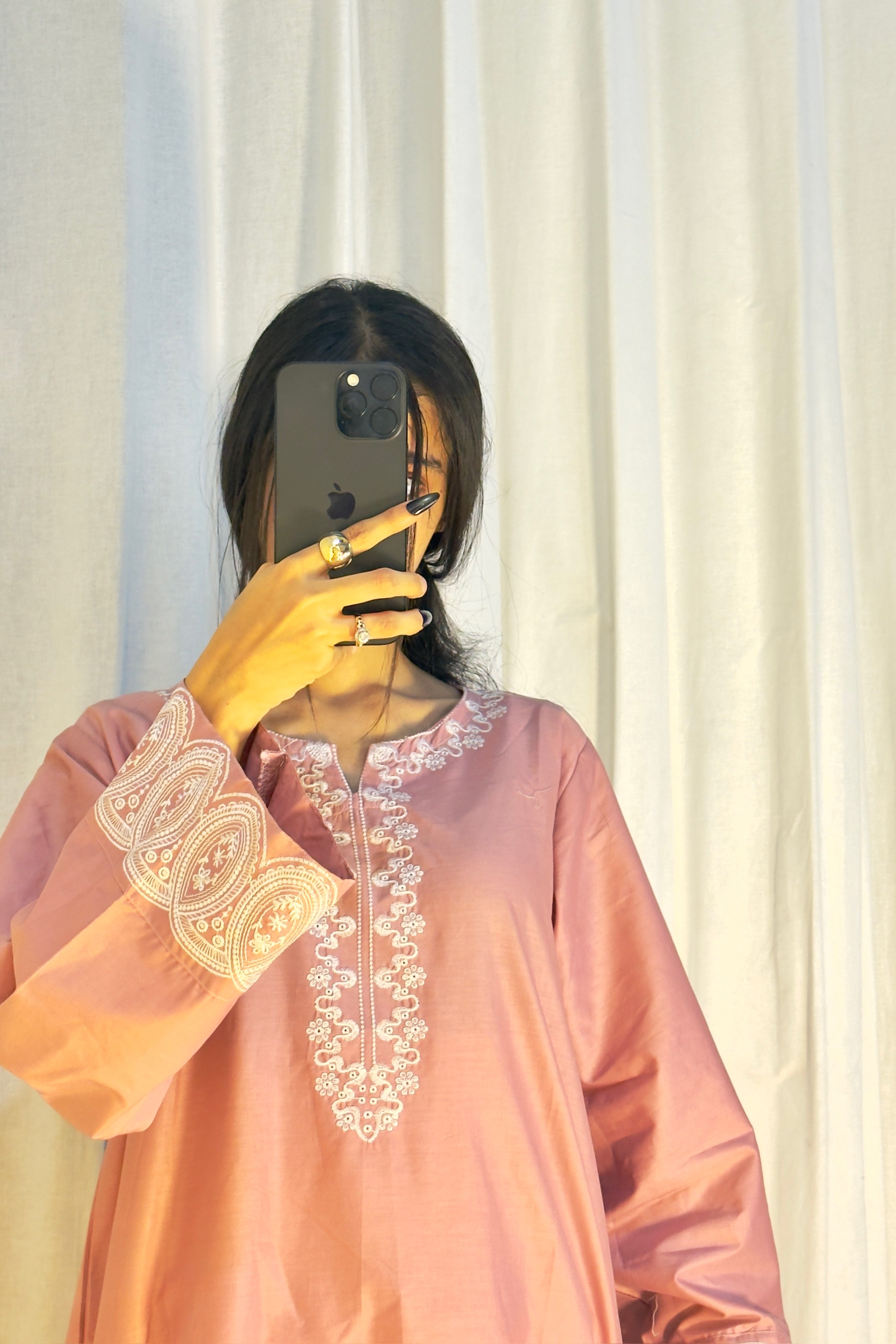 BEST SELLING - ROSE BLUSH 3PC EMBROIDERED DRESS