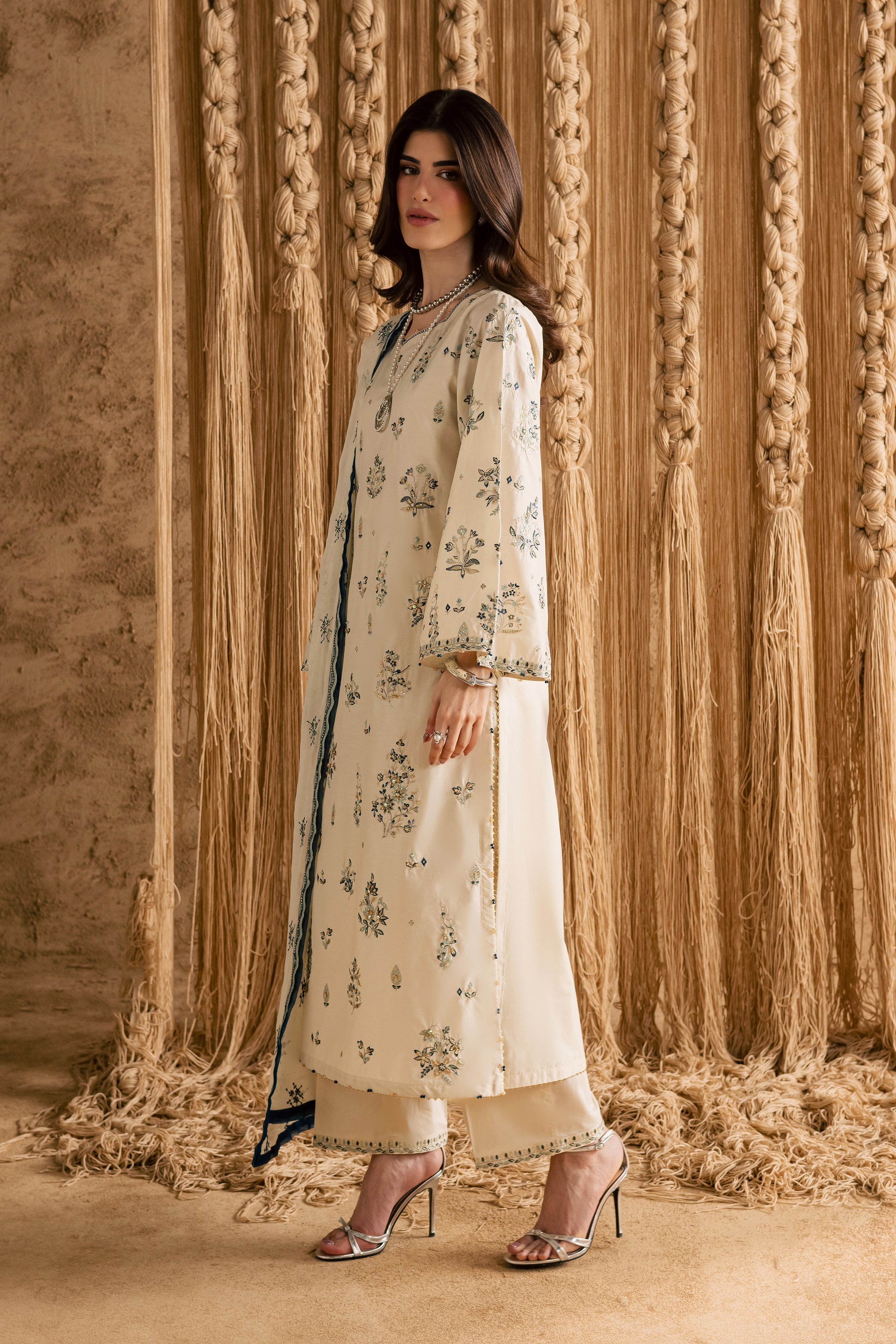 Best Selling - WHITE SKY 3PC EMBROIDERED DRESS